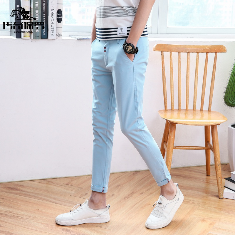 传奇保罗(CHUANQIBAOLUO)春夏男士九分裤棉弹力修身小脚裤9分休闲裤春装韩版裤-