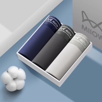 猫人男士内裤男生纯棉抗菌四角裤衩青少年大码透气男款平角短裤 2XL （3条装）宝蓝、深灰、浅灰