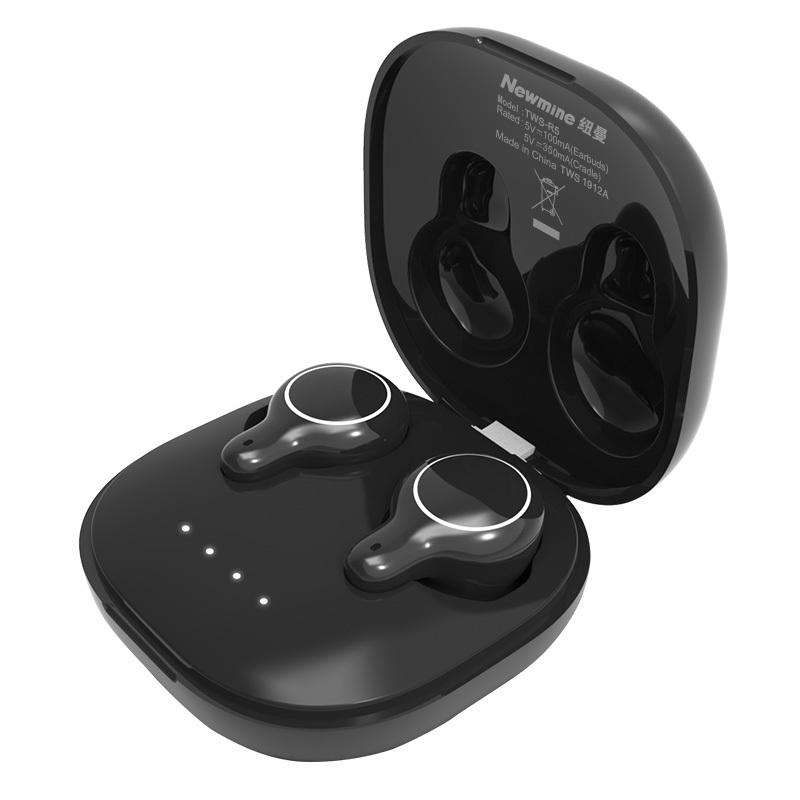 纽曼r5蓝牙耳机双耳真无线运动苹果安卓男女通耳塞小型超长续航黑色