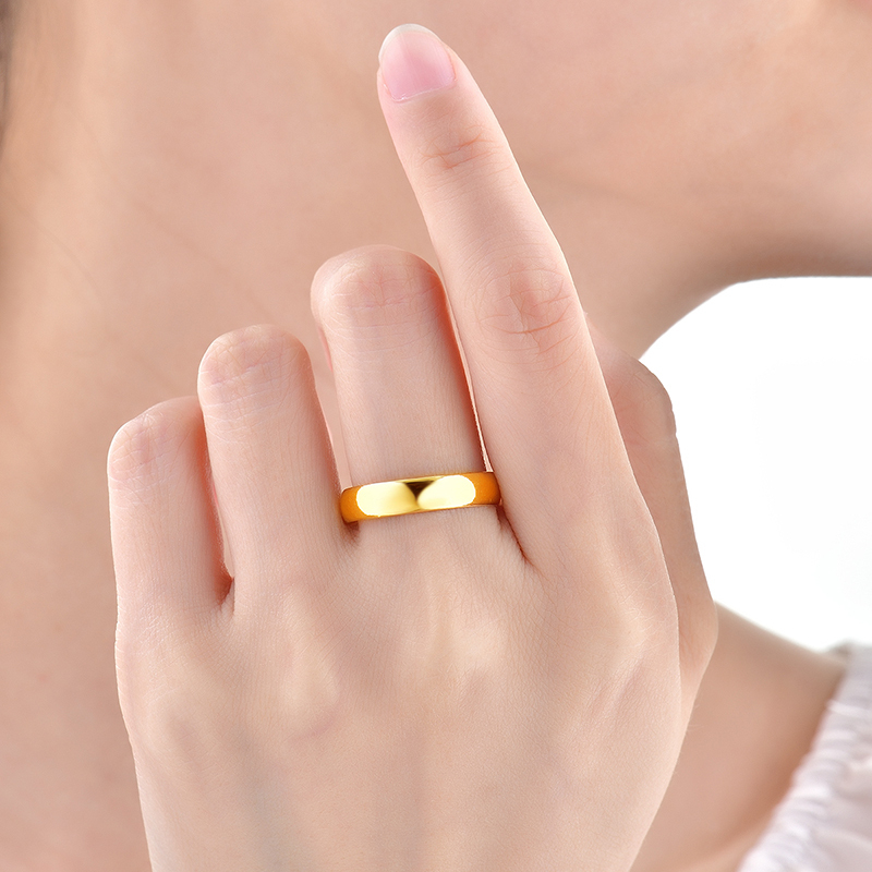 letrange999足金天元戒素圈戒指实心男女开活口指环结婚戒子送男女友
