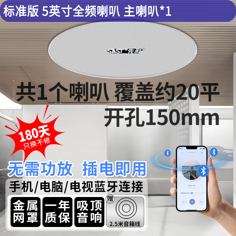 先科(SAST)G3 无线蓝牙吸顶音响 吊顶天花板公共广播喇叭音箱(单主机)