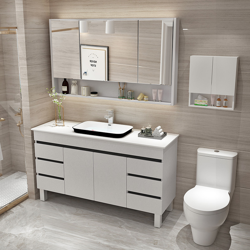 大理石卫生间实木浴室柜ciaa洗手盆组合洗脸池台盆柜洗漱台落地式镜柜