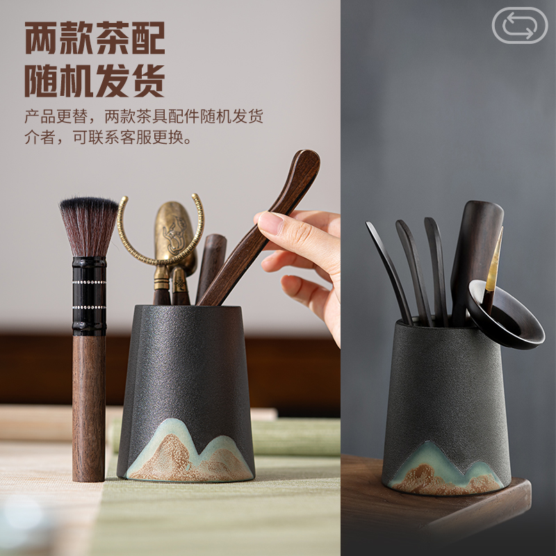 苏氏陶瓷(SUSHI CERAMICS)茶具配件茶道手绘彩画六君子 实木茶夹杯夹高清大图