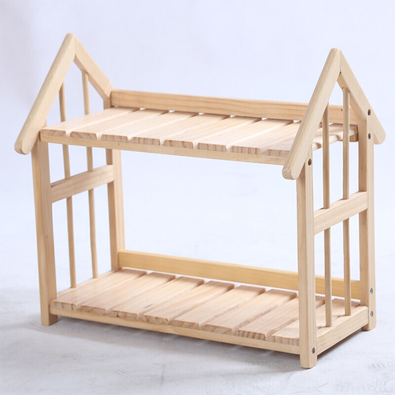 创意心怡小屋置物架实木桌上小书架简易收纳架厨房整理架H015白色39.5*24.5*37壹德壹
