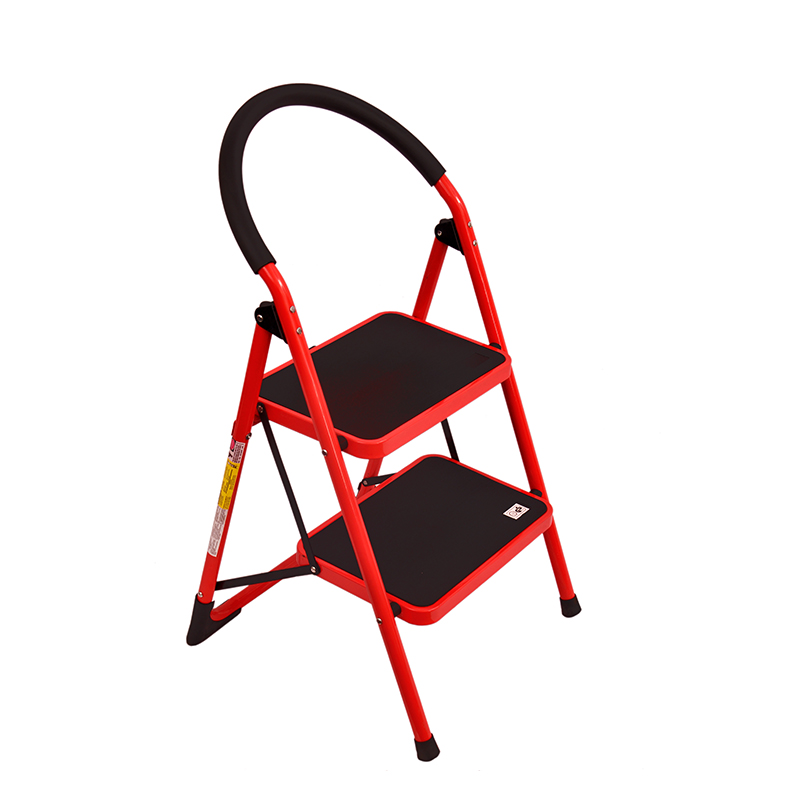 好企来 碳钢 2步圆扶手钢管梯 红 BY—0045 1米/架高清大图