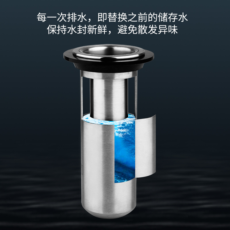 潜水艇(submarine) 防臭地漏卫生间下水道防臭盖不锈钢芯防反味神器地漏防臭器