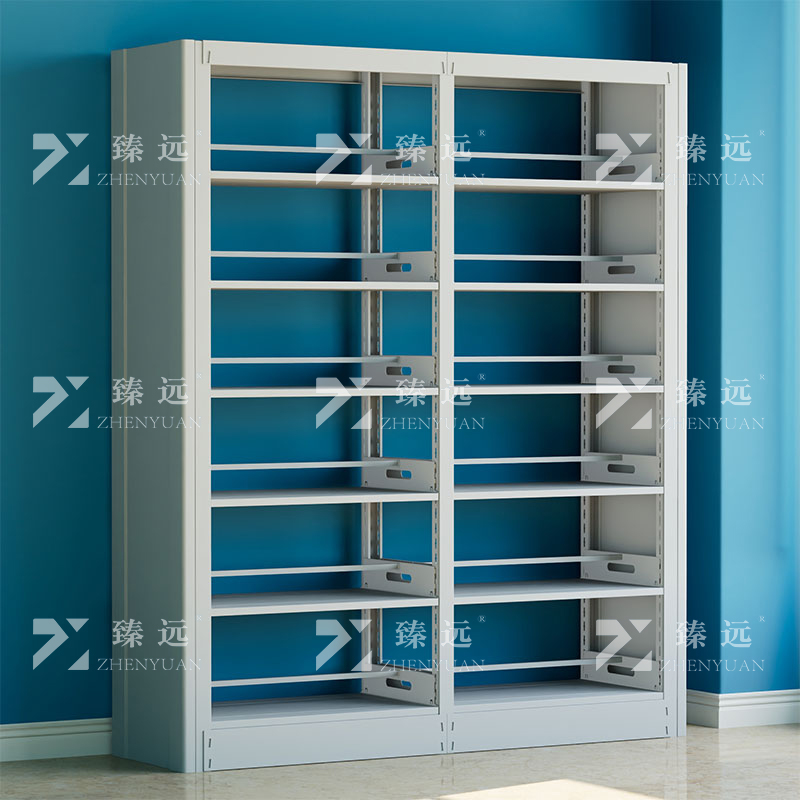 臻远 ZY4072612 钢制书架图书馆书架资料架 双面6层一列二组白色 1900*450*2000高清大图