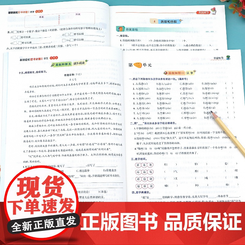 五升六暑假衔接 人教版 小学五年级下册升六年级暑假作业同步练习册语文数学试卷测试卷全套练习与测试5升6暑期提优打卡计划课高清大图