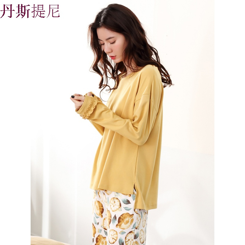 睡衣女秋纯棉长袖家居服套装薄款春秋韩版公主风可外穿夏甜美可爱