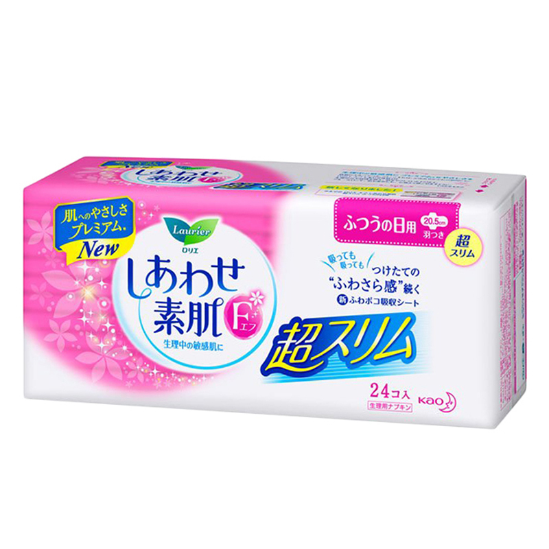 [超薄卫生巾]Lauríer 花王(乐而雅) F系列超安心超薄日用护翼 姨妈巾 20.5厘米 24片装