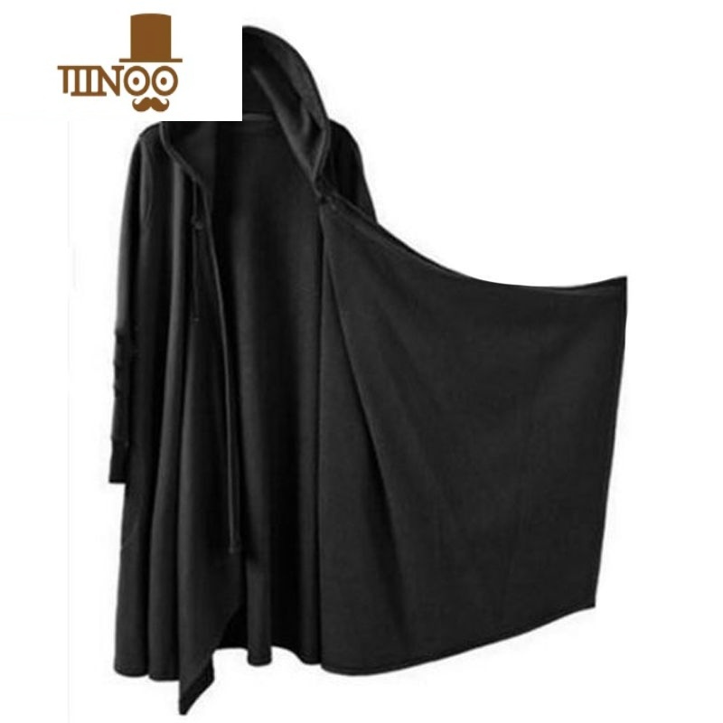 YANXU潮牌暗黑系卫衣男中长款过膝大码风衣连帽巫师袍披风斗篷外套高清大图