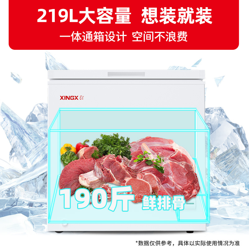 星星(XINGX)BD/BC-219E 219升家用冰柜 冷柜 冷藏冷冻转换单温冰柜 商用顶开门