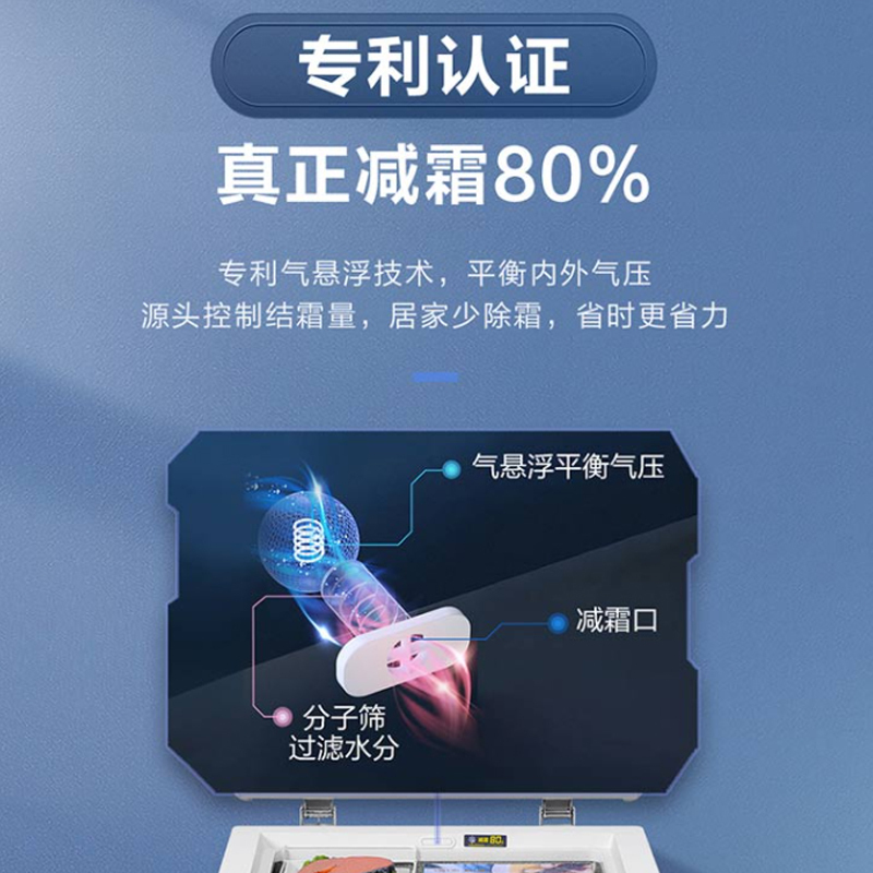 海尔(Haier)冷柜 BC/BD-100GHDT 家用卧式冰柜 冷柜 小冰箱 减霜80% 一级能效 带脚轮