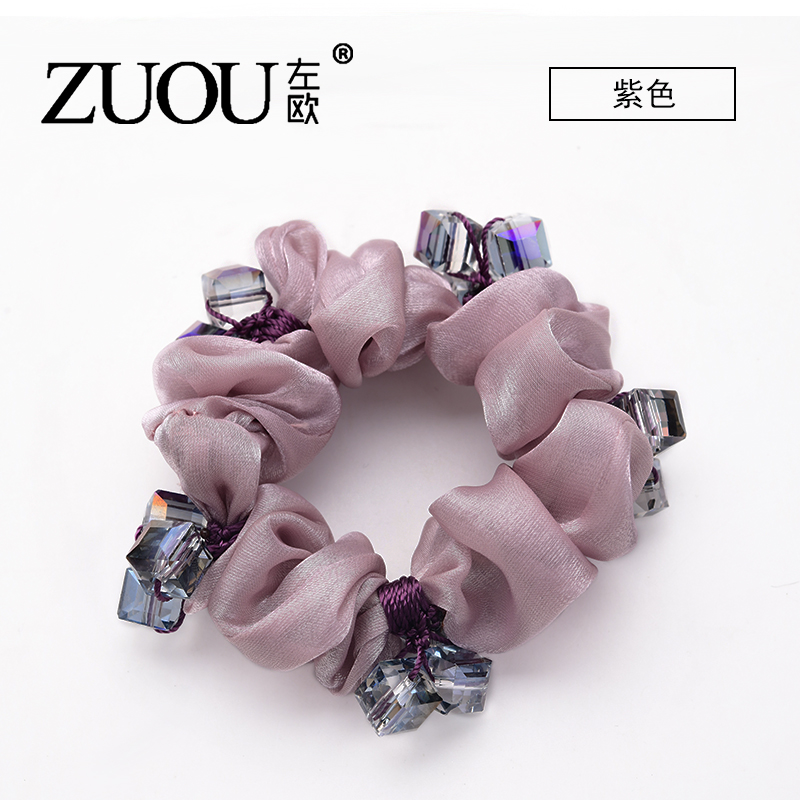头饰发绳马尾发饰皮筋气质ins韩系扎头绳女成年高档水晶小肠发圈 紫色