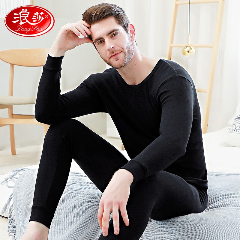 浪莎秋衣秋裤男纯棉秋冬薄款保暖内衣女套装情侣棉毛衫基础打底衫高清大图