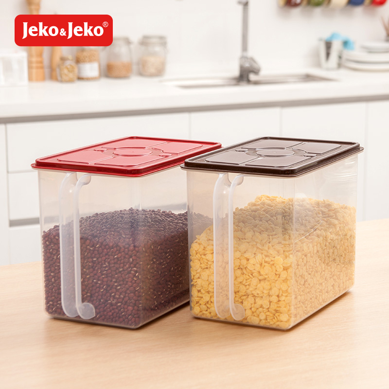 JEKO&JEKO 塑料冰箱收纳箱防潮透明保鲜盒9L 手柄式收纳盒药盒密封盒SWB-5434