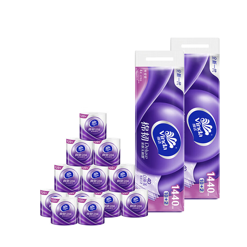 维达(Vinda) 卷纸 棉韧4层110克12卷*2提卫生纸家用超值24卷
