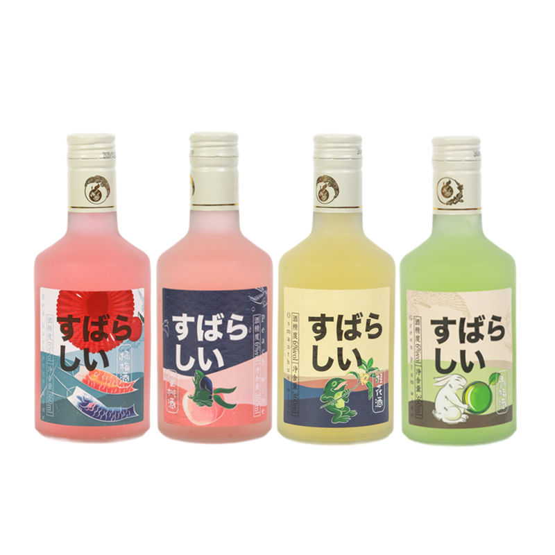 四口味 日式和风果酒伏特加青梅酒杨梅酒蜜桃酒桂花酒 四口味*4