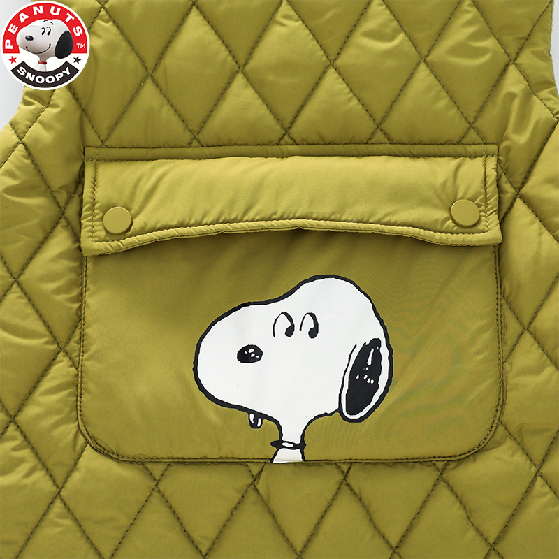 史努比(SNOOPY)童装儿童菱形格大口袋夹棉马甲男女同款秋冬马甲SXM326
