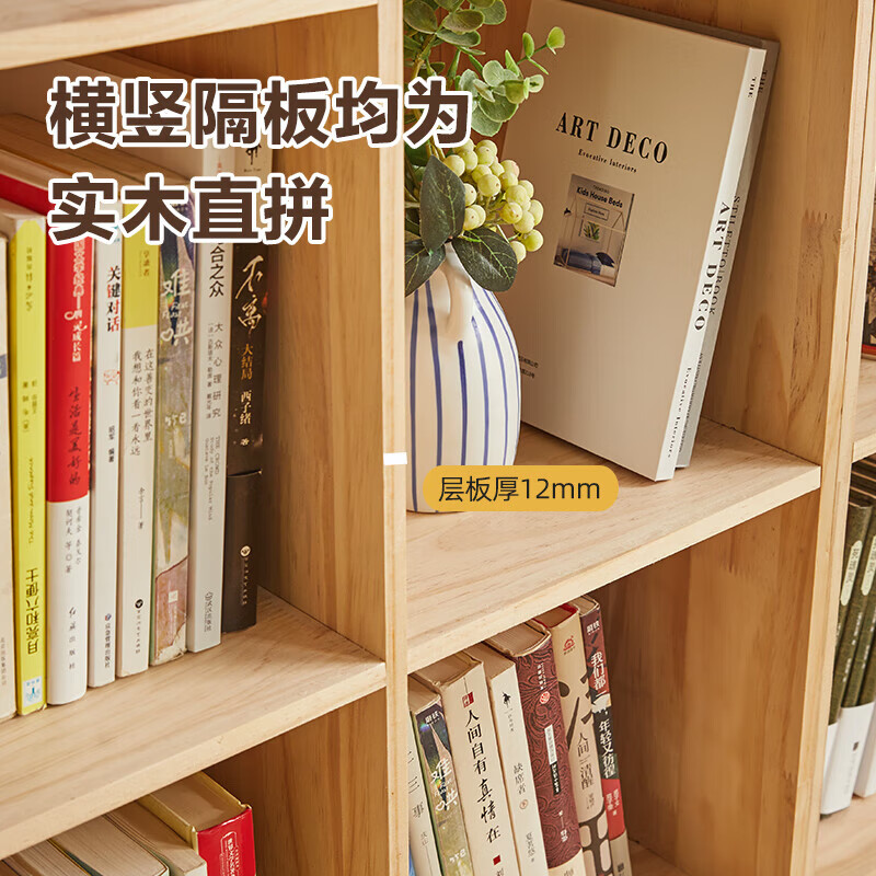 戴劲木制储物收纳柜家用书柜置物架靠墙组合格子柜矮柜双层60*30*60cm高清大图