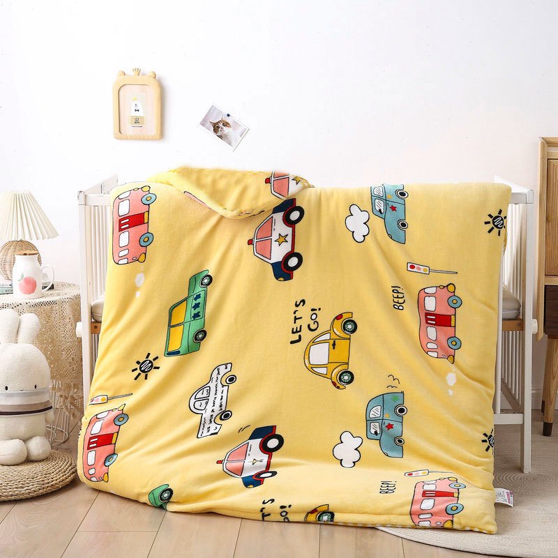 儿童被套加绒加厚金貂绒单件1215幼儿园被罩保暖宝宝婴儿法莱绒军绿色