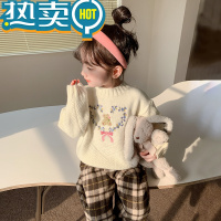 绿彩虹光女童毛衣2024新款洋派女宝宝时髦冬装打底套头针织衫秋冬款儿童套装
