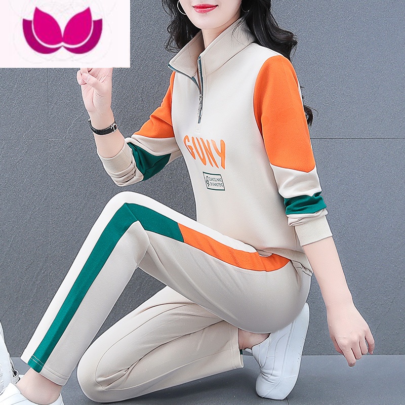 七斓运动服套装女2023年春季新款时尚洋气大码宽松休闲卫衣套高清大图