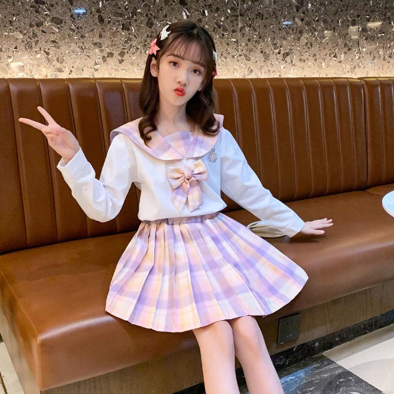 学生学院女装中大童校服表演服夏天服装小女孩子夏款套装套短袖可爱