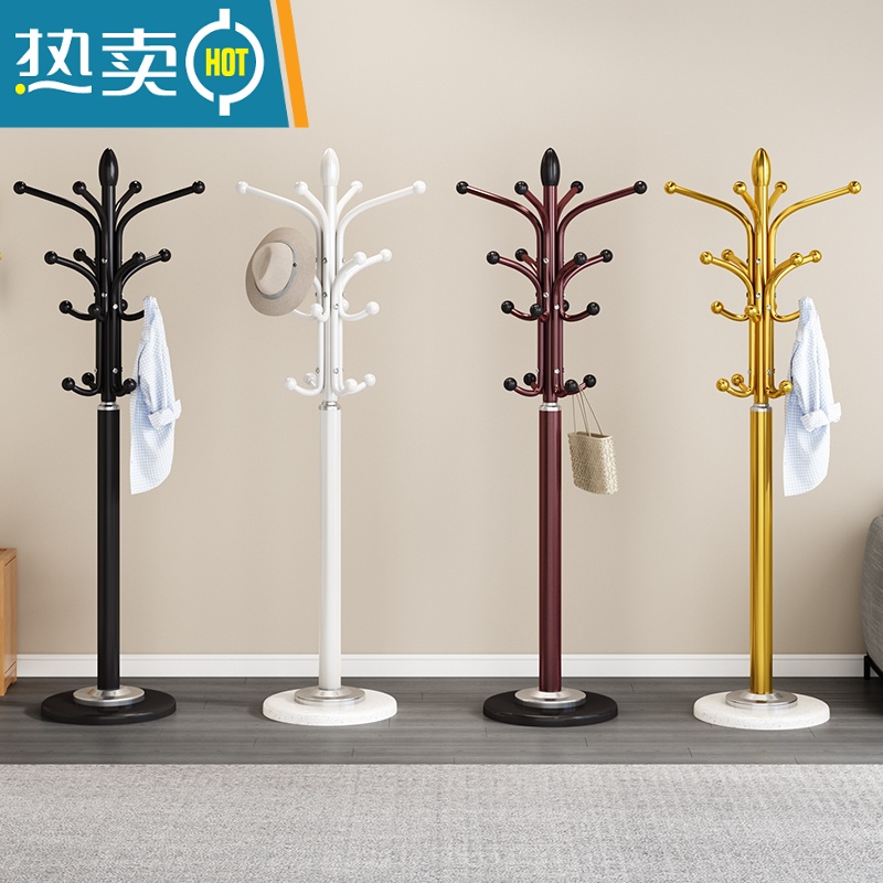 敬平大理石衣帽架落地卧室挂衣架房间立式衣服架子简约现代家用晾衣架 粉色(30厘米理石底盘)高清大图