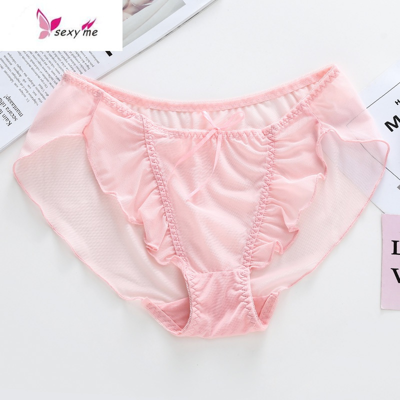 日系粉色少女蕾丝内裤女纯裆欧美中低腰性感无痕女士三角裤 fish
