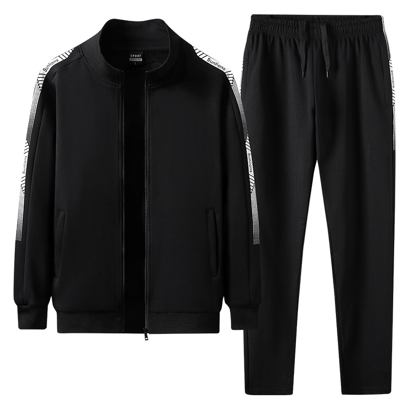 恒源祥春秋季男士立领卫衣纯色九分裤套装青年春季运动休闲两件套高清大图
