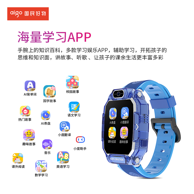 爱国者儿童电话手表(RTOS)A136D深灰色高清大图