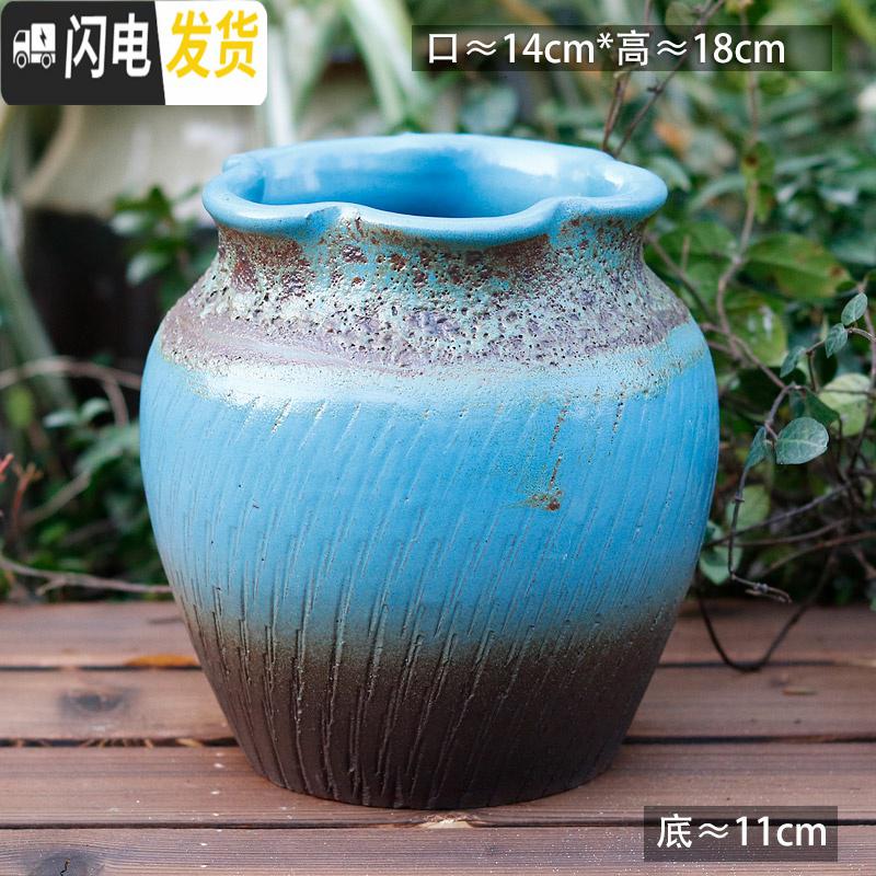 三维工匠花盆粗陶罐多肉花盆大号老桩花盆陶瓷高创意红陶盆栽花盆 C4-156 大花盆容器高清大图