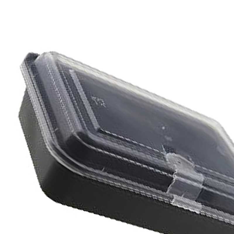儵忽 一次性方形黑色透气孔凸盖打包盒 RY-NL-16 480ml 300套/1箱高清大图