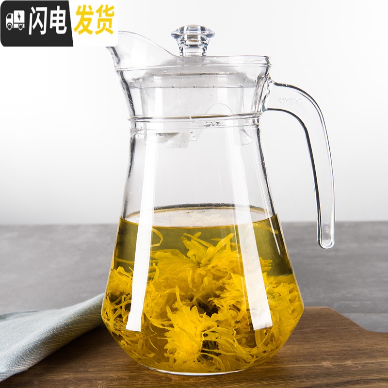 三维工匠耐热凉水壶 玻璃水壶扎壶 可高温冷水壶 大容量茶壶家用饮料凉壶 1100可放冰箱侧门茶具高清大图