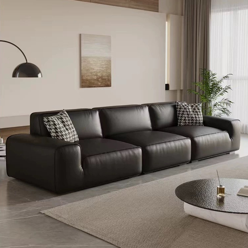 大象耳朵云朵沙发意式摩卡色真皮沙发客厅高端直排头层牛皮沙发高清大图