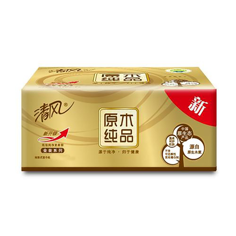 清风 -抽纸 原木纯品金装系列 3层120抽24包纸巾