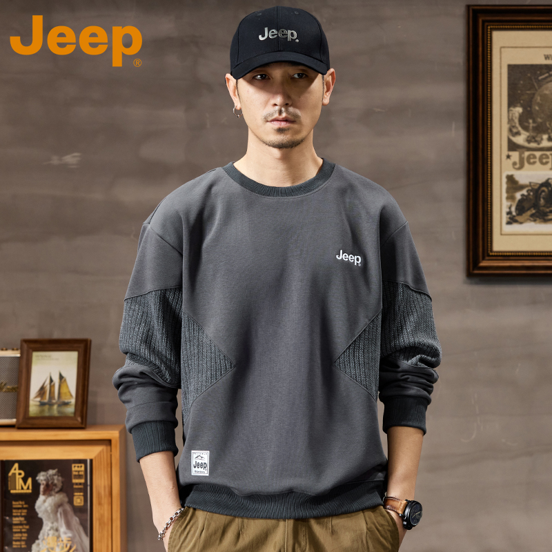 JEEP吉普美式休闲卫衣男士春秋季新款潮流百搭宽松打底长袖上普高清大图