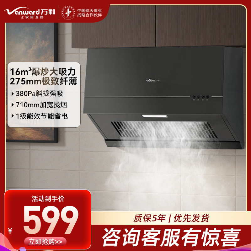 万和(Vanward)抽吸油烟机 中式家用16m³大吸力 厨房超薄 新中式 小型 抽风机梅赛思CXW-260-H06C