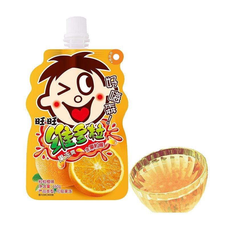 旺旺 维多粒果粒果冻爽(粒粒橙味)150g/袋(口袋包)视频介绍_旺旺 维多