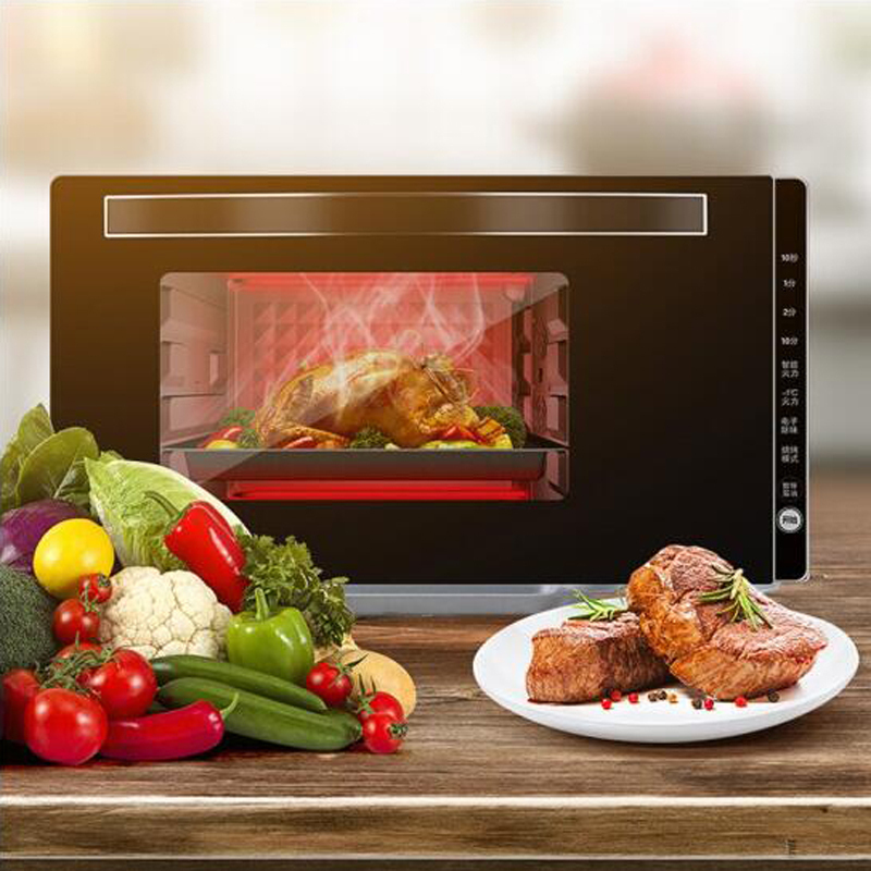 美的/Midea M3-208E 智能湿度感应20L加热黑色烧烤功能光波功能微波定时功能家用变频微波炉光波烧烤一体平板