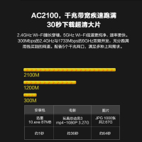 360安全路由器5PRO 2100M双核CPU 5G 智能双频无线路由器 千兆端口光纤宽带大户型穿墙 内配原装千兆网线
