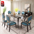 欧式全实木餐桌椅组合法式家具新古典田园长餐桌餐椅真皮实木家具 一桌四椅（无扶手）一桌六椅框架结构