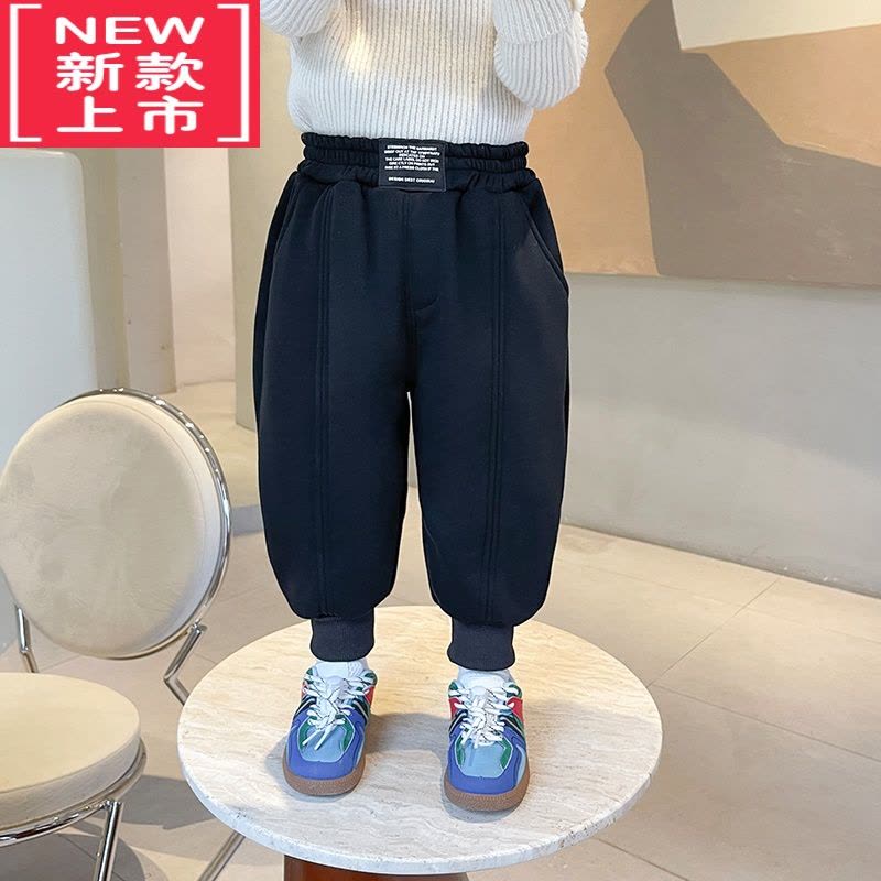 可莉允宝宝加绒加厚休闲裤2022冬装新款男童保暖运动裤童装中小童长裤子保暖裤图片