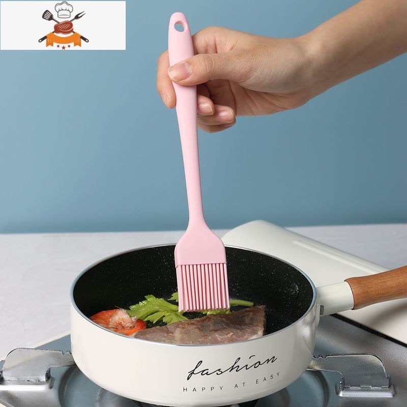 硅胶油刷可高温食用油刷子厨房烙饼平底锅家用烧烤煎饼刷子 敬平 小号一体式(蜜桃粉)图片