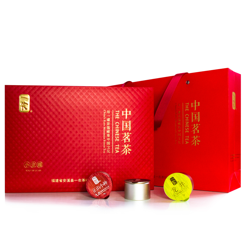 一农精装小罐装茶叶礼盒装 红茶金骏眉龙井四大茗茶茶叶 12罐 小金罐装