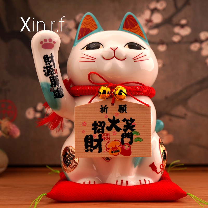 猫摆件开业大号存钱罐二维码店铺收银台家居客厅摆件 三维工匠 9001+9002(两只+日本坐垫)猫高清大图