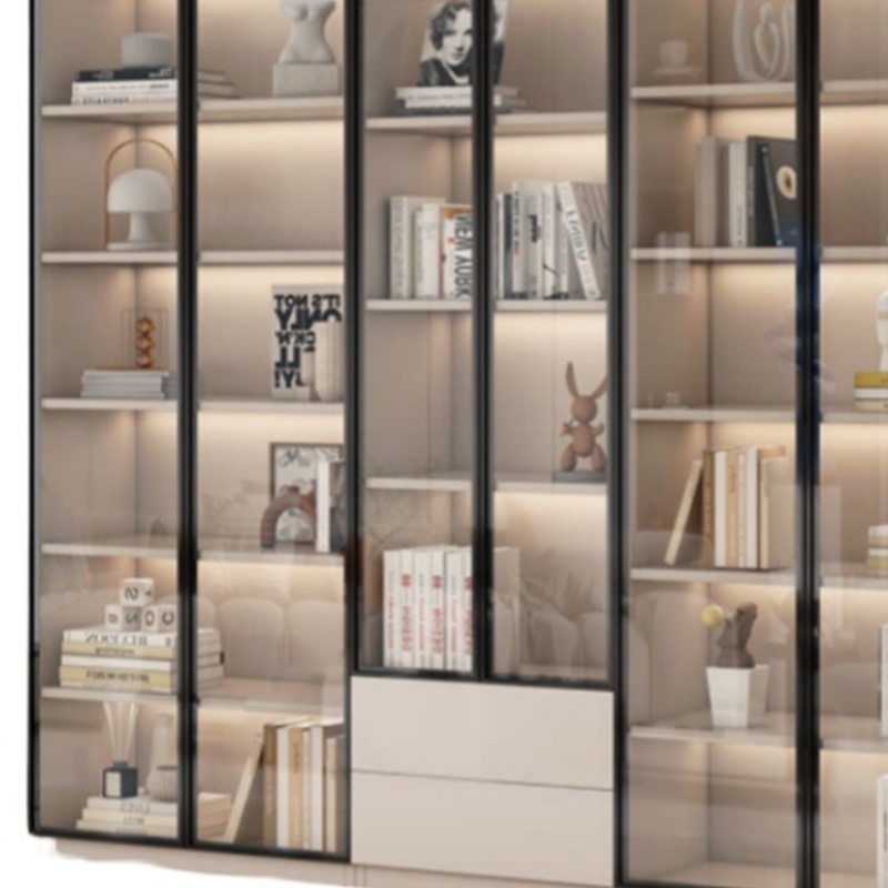 怡卓欧实木办公柜六门两抽台高清大图