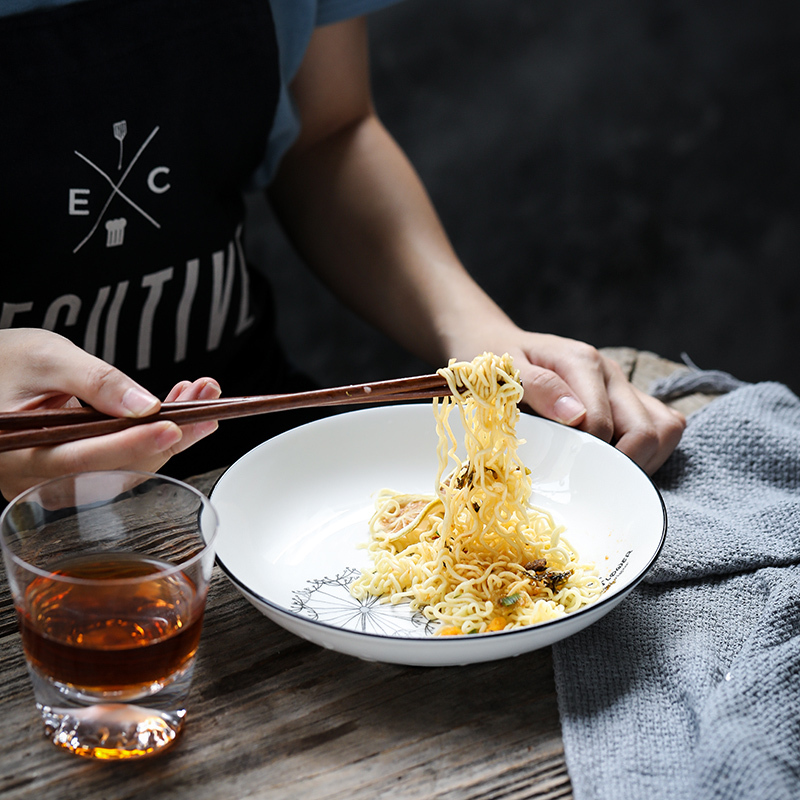 苏氏陶瓷( SUSHI CERAMICS)汤盘子 梦之兰创意日式家用陶瓷菜盘子8英寸4只装中餐具