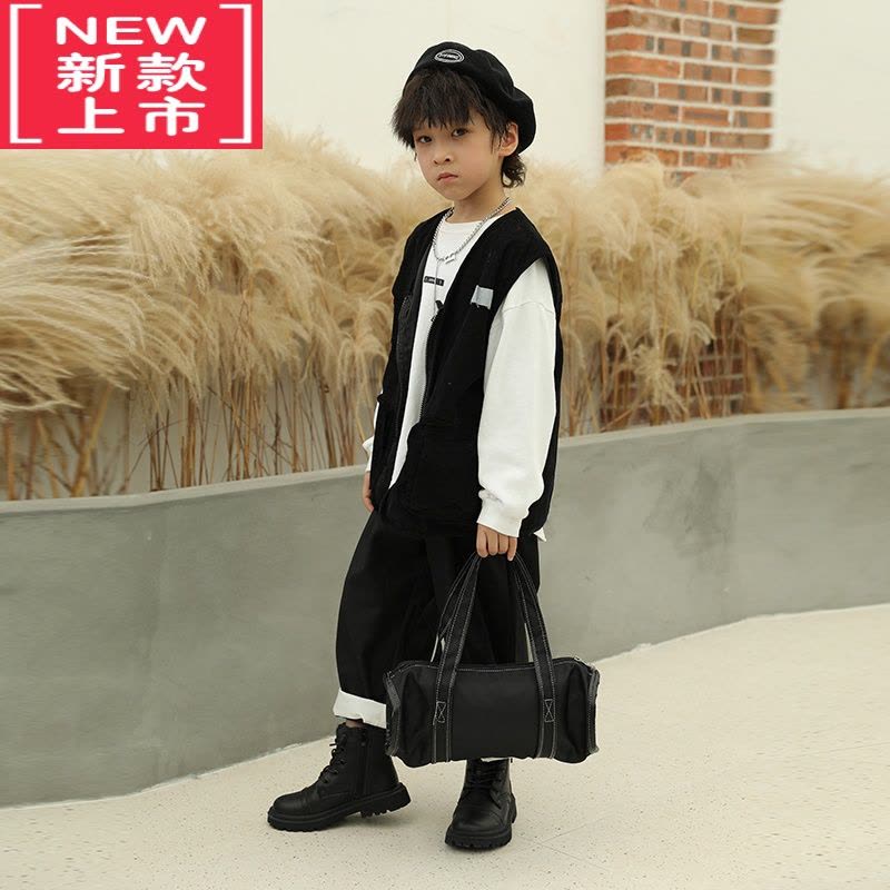 可莉允儿童马丁靴2022冬季新款女童短靴冬加绒黑色英伦男童靴子棉靴图片